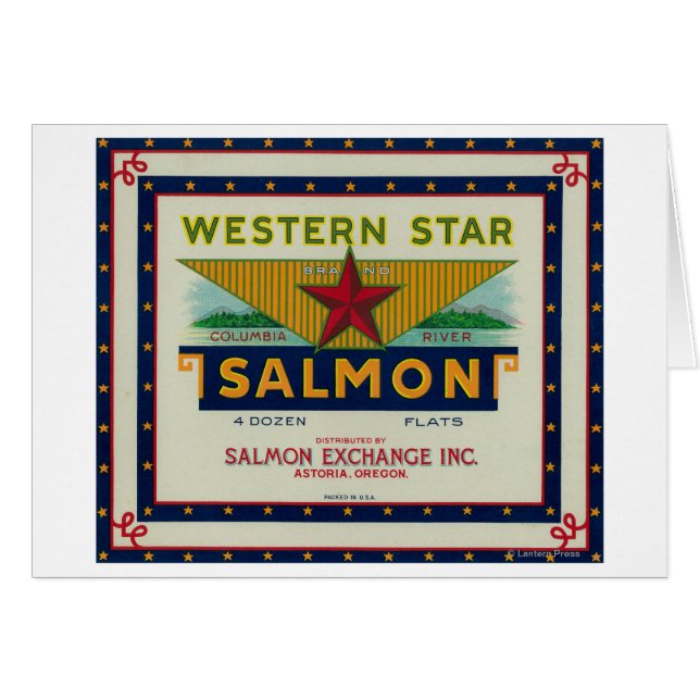 Astoria, Oregon, Western, Star-Lachs-Case-Label (Vorderseite (Horizontal))