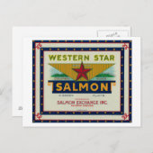 Astoria, Oregon, Western, Star-Lachs-Case-Label Postkarte (Vorne/Hinten)