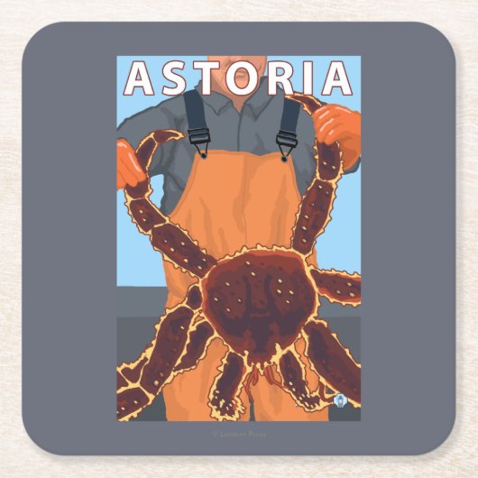 Astoria, OregonKing Krabbe Rechteckiger Pappuntersetzer (Vorderseite)