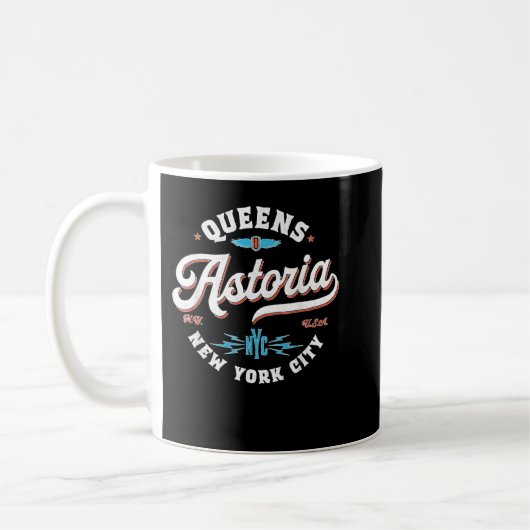 Astoria Queens New York Retro-Grafik Kaffeetasse (Links)