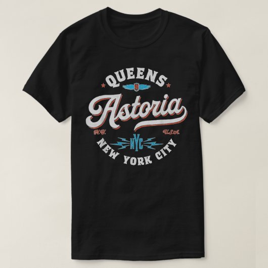 Astoria Queens New York Retro-Grafik T-Shirt (Design vorne)