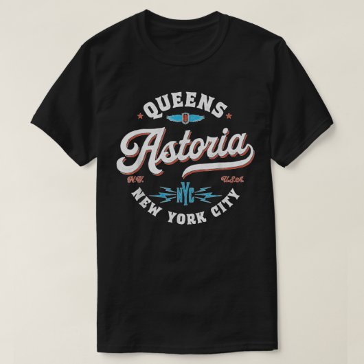 Astoria Queens New York Retro-Grafik T-Shirt (Design vorne)