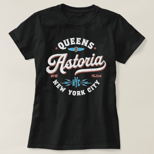 Astoria Queens New York Retro-Grafik T-Shirt (Design vorne)