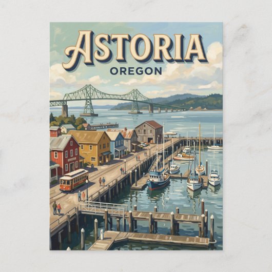 Astoria Riverfront Oregon Postkarte (Vorderseite)