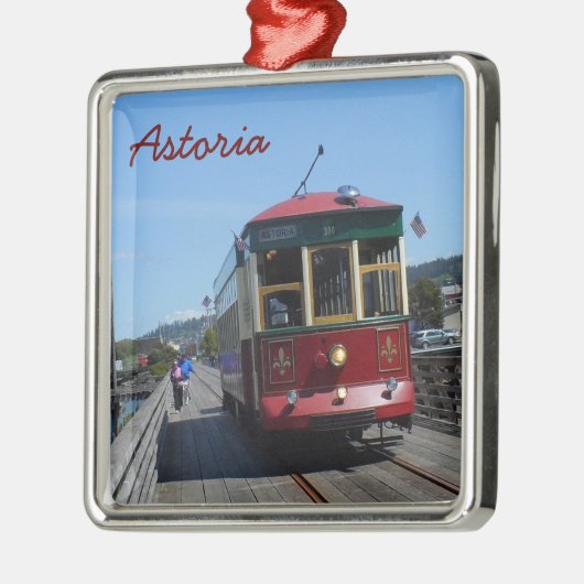 Astoria Riverfront Trolley Silbernes Ornament (Links)