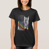 Astoria United Staaten Rainbow unter US-Flagge T-Shirt (Vorderseite)