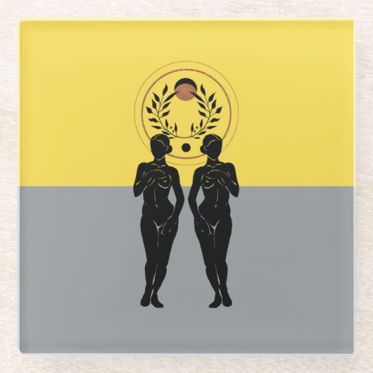 Astra Feminine Moderne Kunst Glasuntersetzer (Vorderseite)