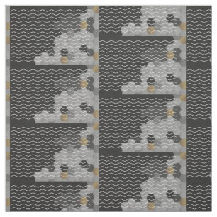 Astract Geometric Zickzack Gray Yellow Hexagon Stoff