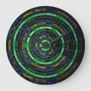 Astract Stained Glass Mosaic Pattern #6 Große Wanduhr