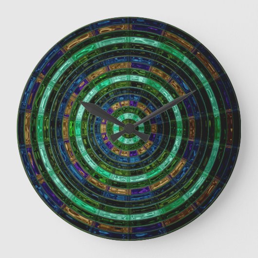 Astract Stained Glass Mosaic Pattern #6 Große Wanduhr (Vorderseite)
