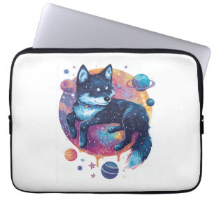 Astral Akita � Kosmischer Raumhund Laptopschutzhülle
