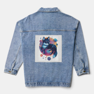 Astral Akita � Kosmisches Weltraum-Hund Jeansjacke