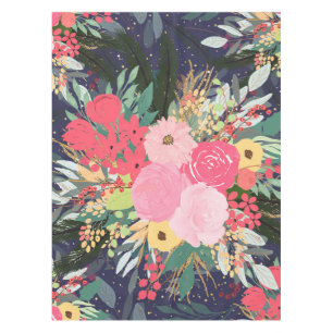 Astral Aura Winter Floral & Gold Punkte Tischdecke
