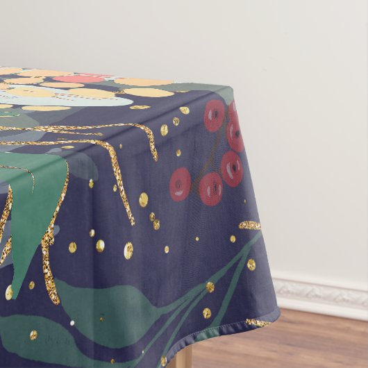Astral Aura Winter Floral & Gold Punkte Tischdecke (Beispiel)