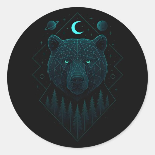 Astral Bear - Cosmic Strength Power Runder Aufkleber (Vorderseite)