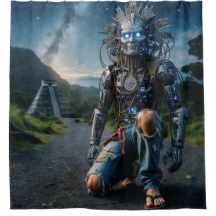 Astral Blue Jeans Warrior Duschvorhang