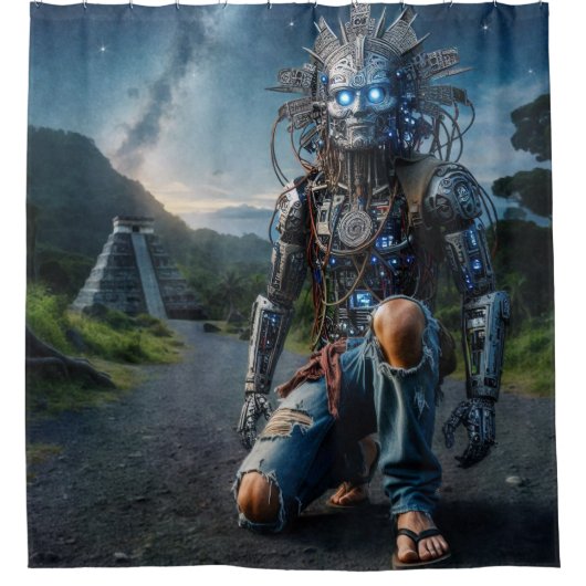 Astral Blue Jeans Warrior Duschvorhang (Vorderseite)