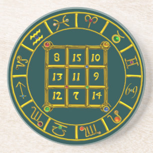 ASTRAL CODE / MAGIC SQUARE 33,grün Sandstein Untersetzer
