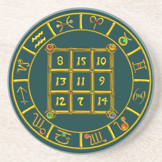 ASTRAL CODE / MAGIC SQUARE 33,grün Sandstein Untersetzer (Vorne)