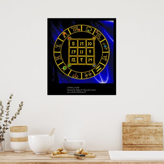 ASTRAL CODE,MAGIC SQUARE 33 Zodiac Astrology Chart Poster (Küche)