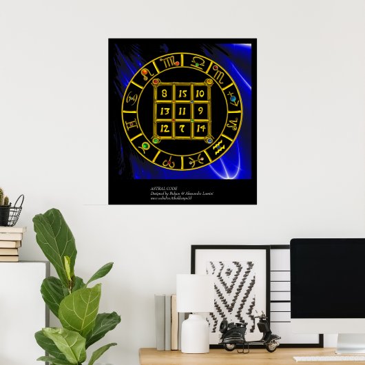 ASTRAL CODE,MAGIC SQUARE 33 Zodiac Astrology Chart Poster (Heimbüro)