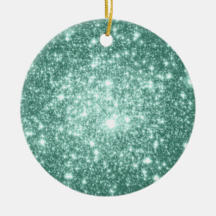 Astral Glitter Seafoam Weihnachtsbaumanhänger Keramikornament