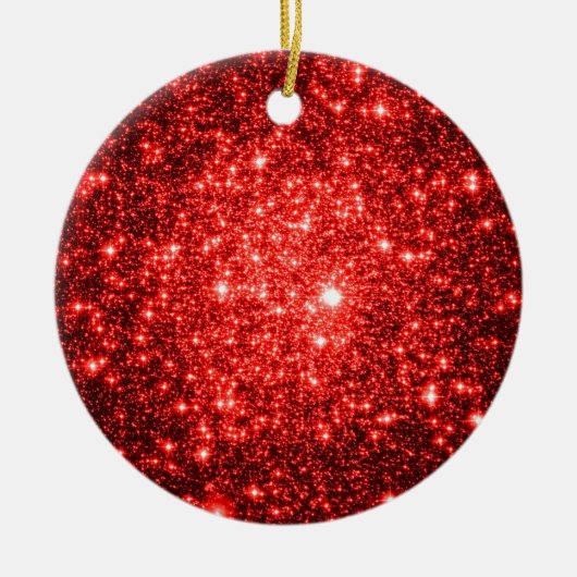 Astral Glitzer Roter Weihnachtsbaum Keramik Ornament (Vorne)