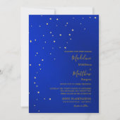 Astral Gold Stars Blue Abend Wedding Einladung (Vorderseite)