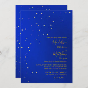 Astral Gold Stars Blue Abend Wedding Einladung