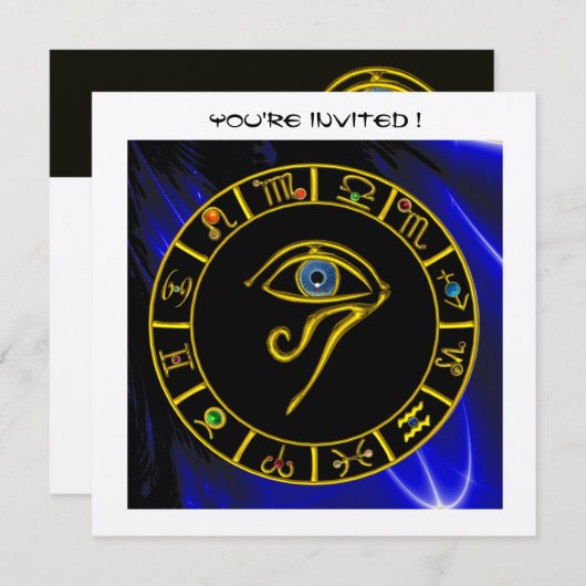 ASTRAL HORUS EYE / BLAUE TALISMAN, Astrologie Char Einladung (Vorne/Hinten)