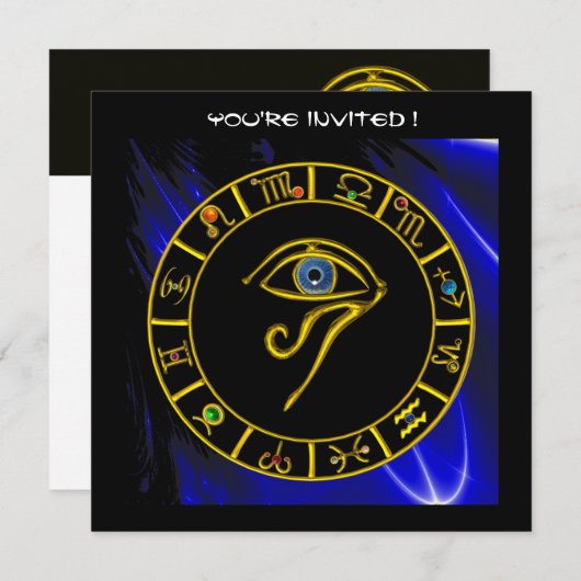 ASTRAL HORUS EYE / BLAUE TALISMAN Astrologie Chart Einladung (Vorne/Hinten)