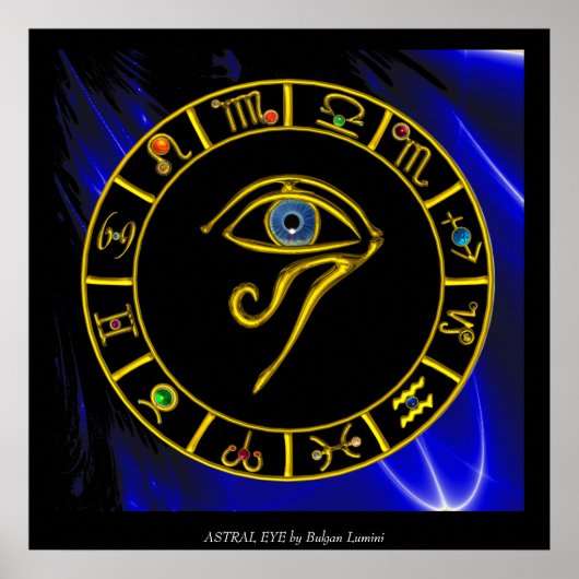 ASTRAL HORUS EYE ,BLAUE TALISMAN Astrologie Chart Poster (Vorne)