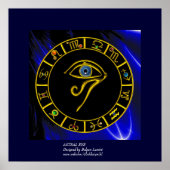 ASTRAL HORUS EYE ,BLAUE TALISMAN GOLD ZODIAC CHART POSTER (Vorne)