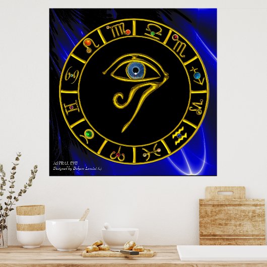 ASTRAL HORUS EYE / BLAUE TALISMAN Zodiac Chart Poster (Küche)