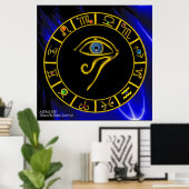 ASTRAL HORUS EYE / BLAUE TALISMAN Zodiac Chart Poster (Heimbüro)