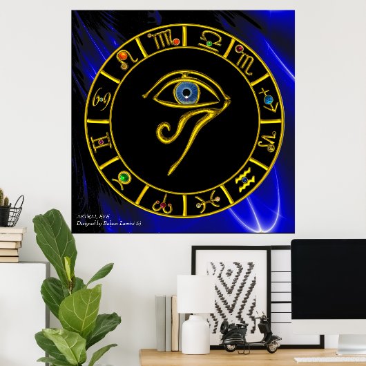 ASTRAL HORUS EYE / BLAUE TALISMAN Zodiac Chart Poster (Heimbüro)