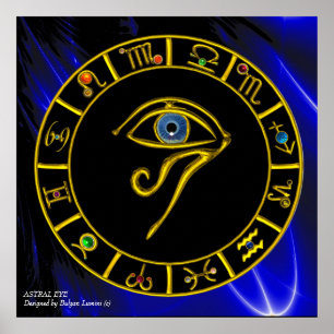 ASTRAL HORUS EYE / BLAUES TALISMAN Zodiac Chart Poster