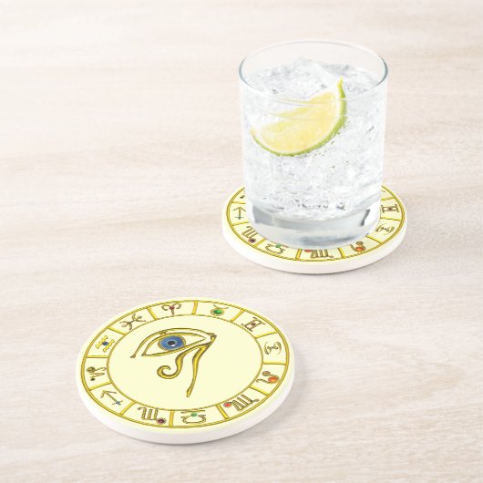 ASTRAL HORUS EYE, BLUE TALISMAN Astrologie Chart Getränkeuntersetzer (Seite)