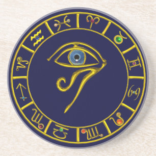 ASTRAL HORUS EYE, BLUE TALISMAN Astrologie Chart Getränkeuntersetzer