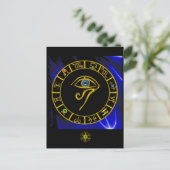 ASTRAL HORUS EYE, BLUE TALISMAN Astrologie Chart Postkarte (Stehend Vorderseite)