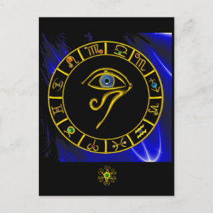 ASTRAL HORUS EYE, BLUE TALISMAN Astrologie Chart Postkarte
