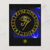 ASTRAL HORUS EYE, BLUE TALISMAN Astrologie Chart Postkarte (Vorderseite)