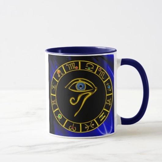 ASTRAL HORUS EYE, BLUE TALISMAN Astrologie Chart Tasse (Rechts)