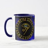 ASTRAL HORUS EYE, BLUE TALISMAN Gold Zodiac Chart Tasse (Links)