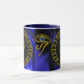 ASTRAL HORUS EYE, BLUE TALISMAN Gold Zodiac Chart Tasse (Zentrum)