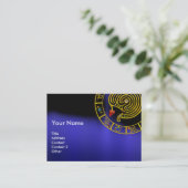 ASTRAL LABYRINTH, ASTROLOGIE ZODIAC CHART Black Bl Visitenkarte (Stehend Vorderseite)