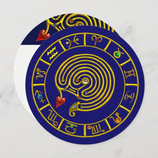 ASTRAL LABYRINTH GOLD ZODIAC CHART Astrologie Einladung (Vorne/Hinten)