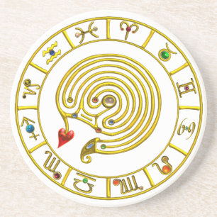 ASTRAL LABYRINTH GOLD ZODIAC CHART Astrologie Getränkeuntersetzer