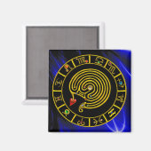 ASTRAL LABYRINTH GOLD ZODIAC CHART Astrologie Magnet (Vorderseite/Rückseite)