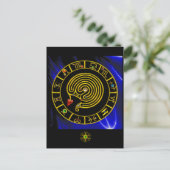 ASTRAL LABYRINTH GOLD ZODIAC CHART Astrologie Postkarte (Stehend Vorderseite)